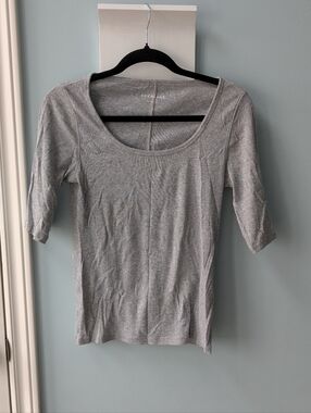 Everlane Gray Scoop Neck Ribbed Top